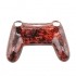 Корпус (передняя панель) для геймпада Dualshock4 v2. Матовый, кислотно-красные черепа с цветами.