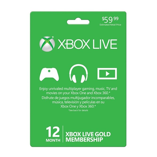 Карточка Xbox Live Gold на 12 месяцев